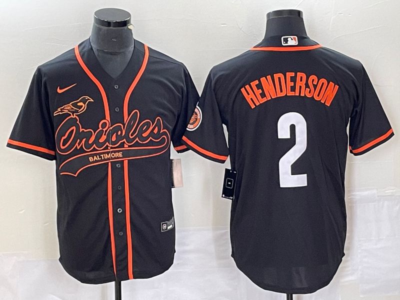 Men Baltimore Orioles #2 Henderson Black Co Branding Nike Game MLB Jersey style 1